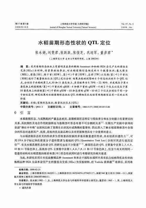 水稻苗期形态性状的QTL定位