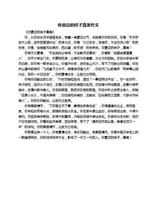 你豪迈的样子真美作文