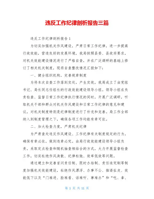 违反工作纪律剖析报告三篇