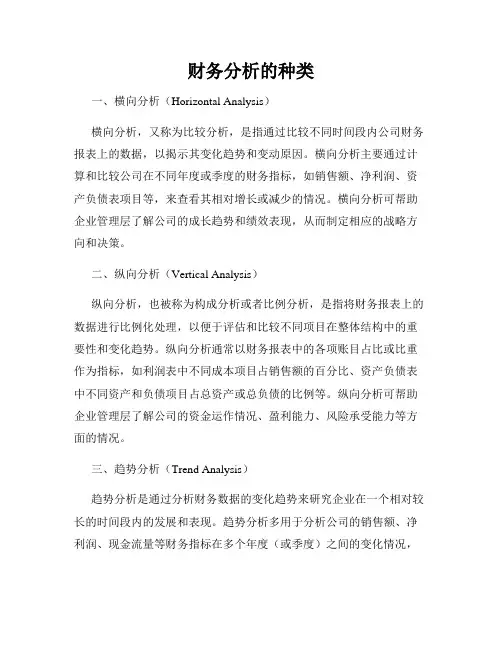 财务分析的种类