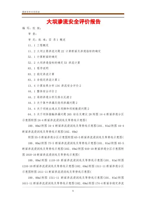 大坝渗流安全评价报告
