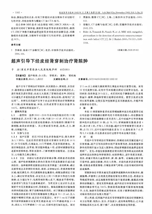 超声引导下经皮经肾穿刺治疗肾脓肿