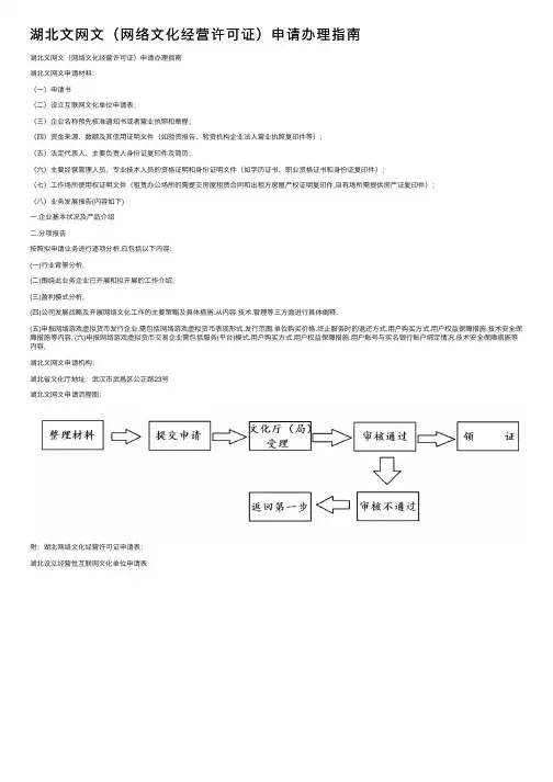 湖北文网文（网络文化经营许可证）申请办理指南