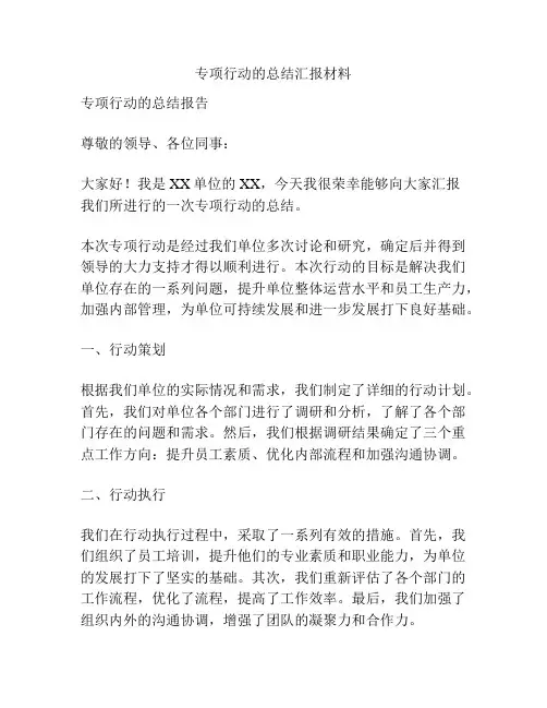 专项行动的总结汇报材料