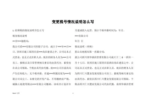 变更税号情况说明怎么写