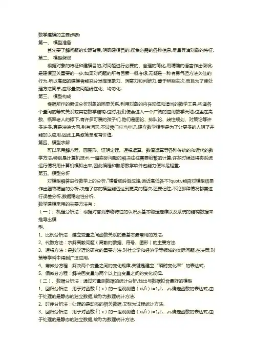 数学建模方法和步骤