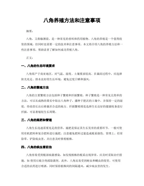 八角养殖方法和注意事项