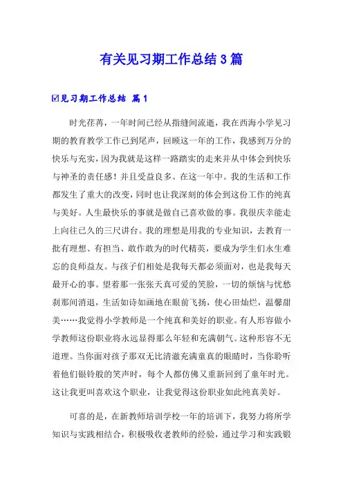 有关见习期工作总结3篇