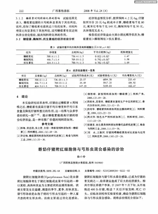 断奶仔猪附红细胞体与弓形虫混合感染的诊治