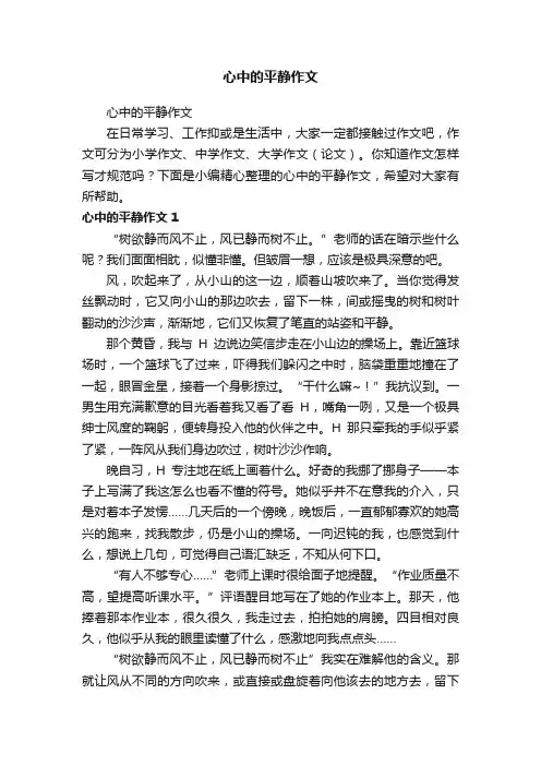 心中的平静作文