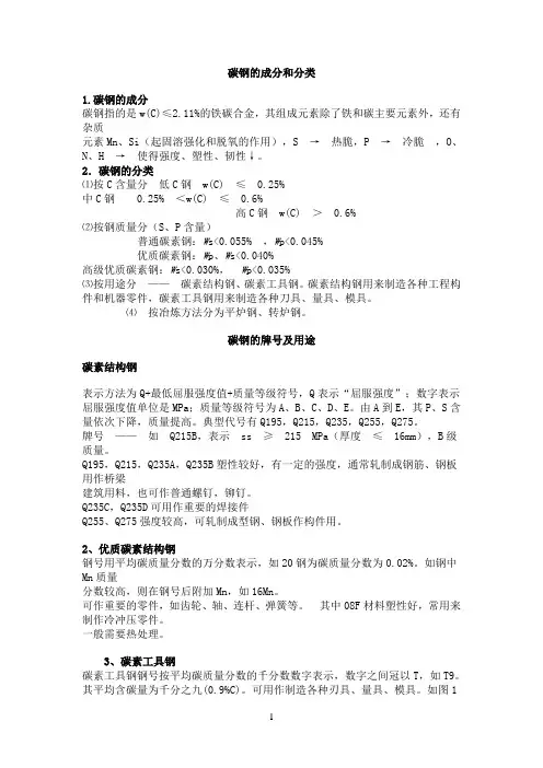 碳钢的成分和分类