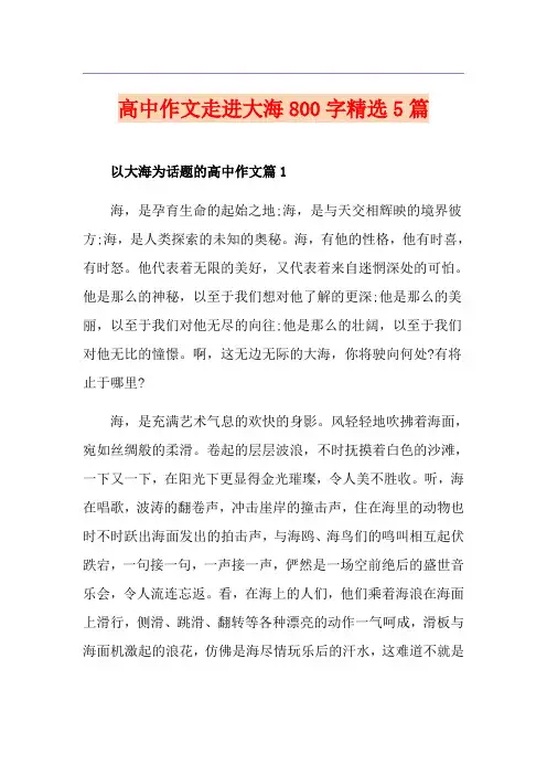 高中作文走进大海800字精选5篇