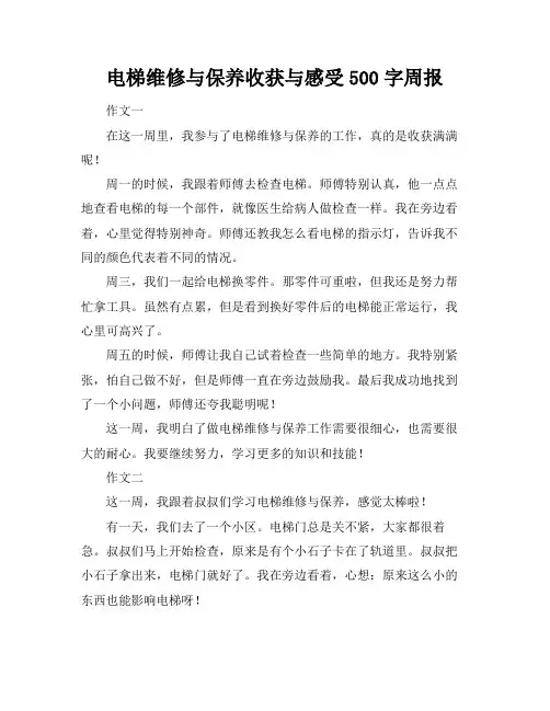 电梯维修与保养收获与感受500字周报
