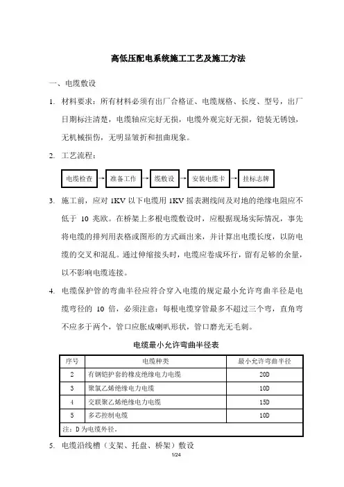 高低压配电系统施工工艺及施工方法