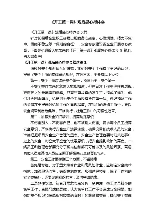 《开工第一课》观后感心得体会