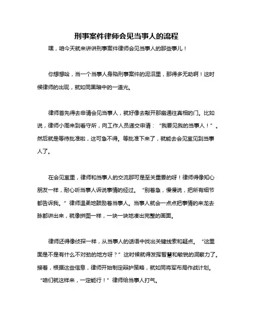 刑事案件律师会见当事人的流程