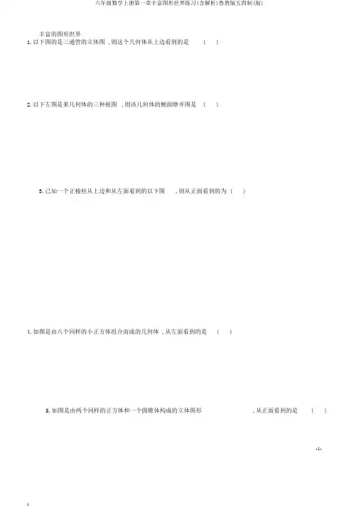 六年级数学上册第一章丰富图形世界练习(含解析)鲁教版五四制(版)
