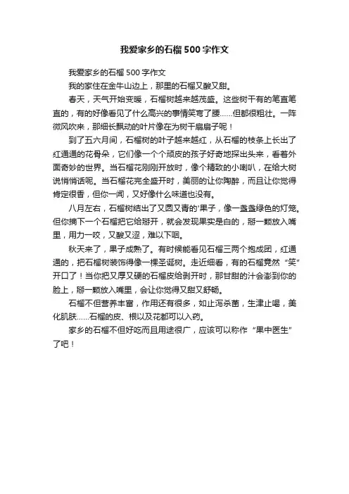 我爱家乡的石榴500字作文