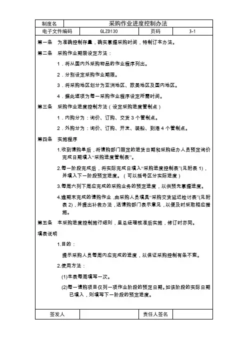 采购作业进度控制办法