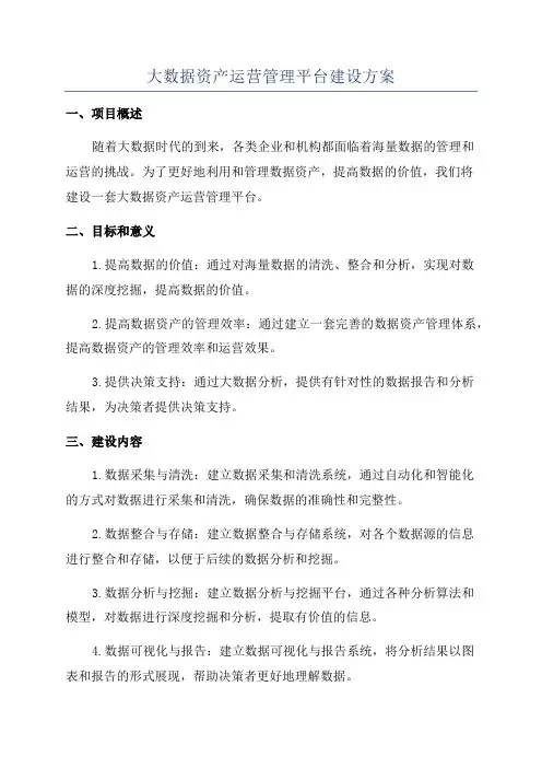 大数据资产运营管理平台建设方案