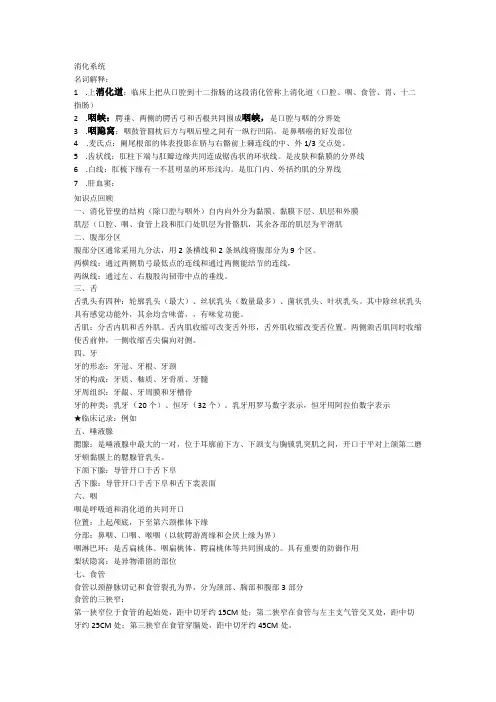 消化系统名词解释总结