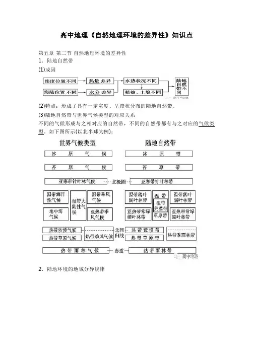 高中地理《自然地理环境的差异性》知识点