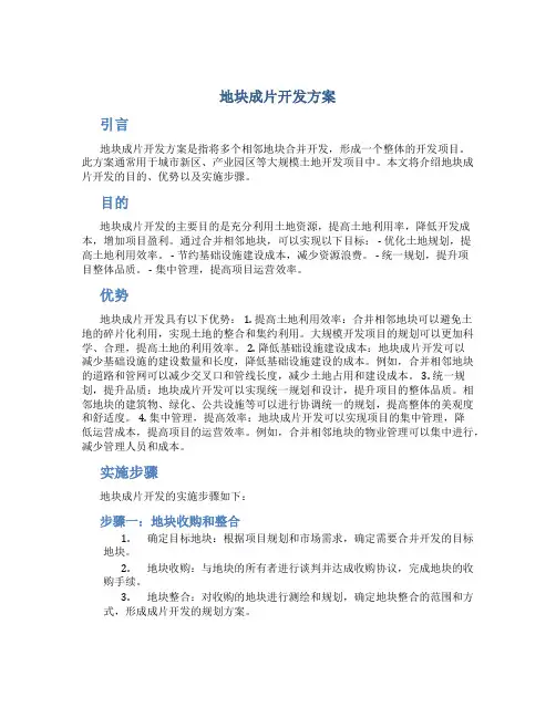 地块成片开发方案