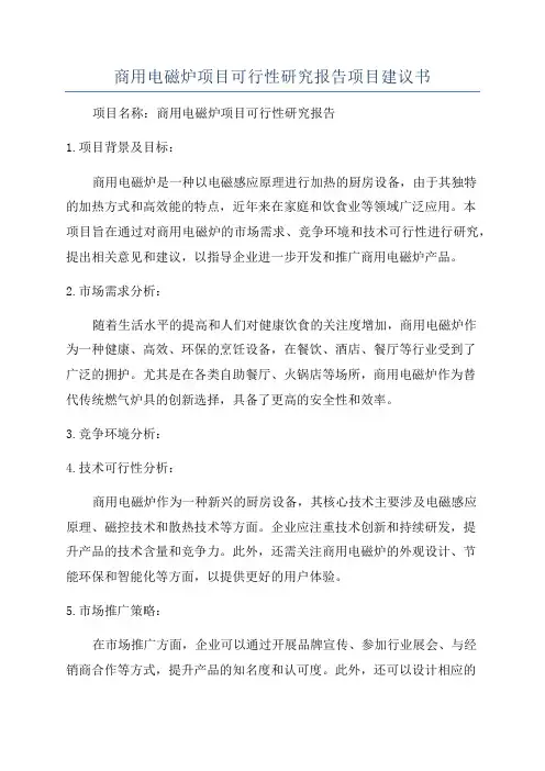 商用电磁炉项目可行性研究报告项目建议书