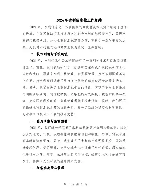 2024年水利信息化工作总结