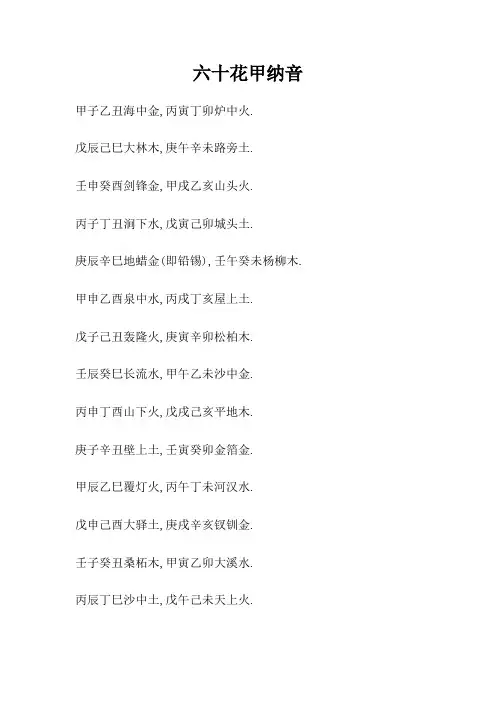 六十花甲纳音表