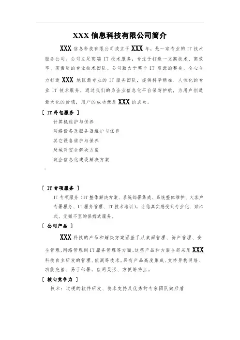 XXX信息科技有限公司简介