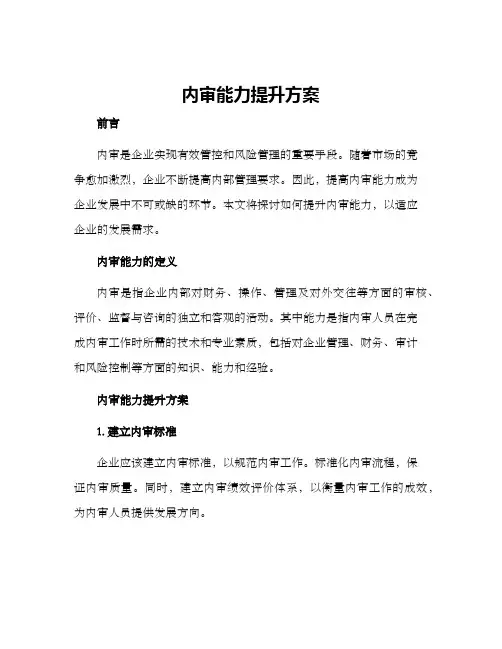 内审能力提升方案