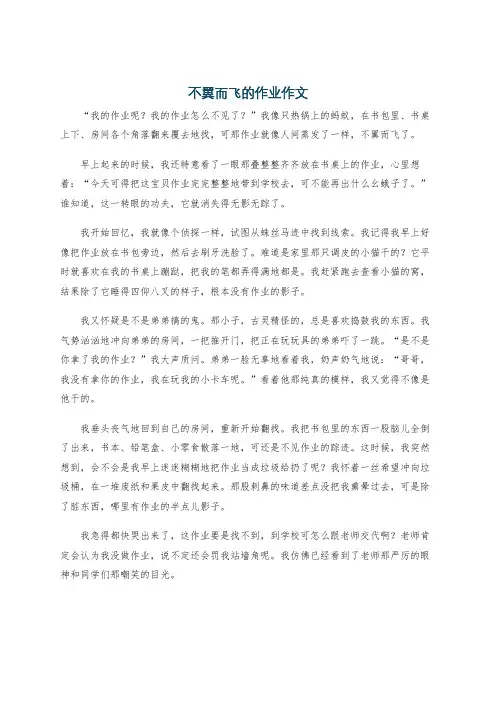 不翼而飞的作业作文
