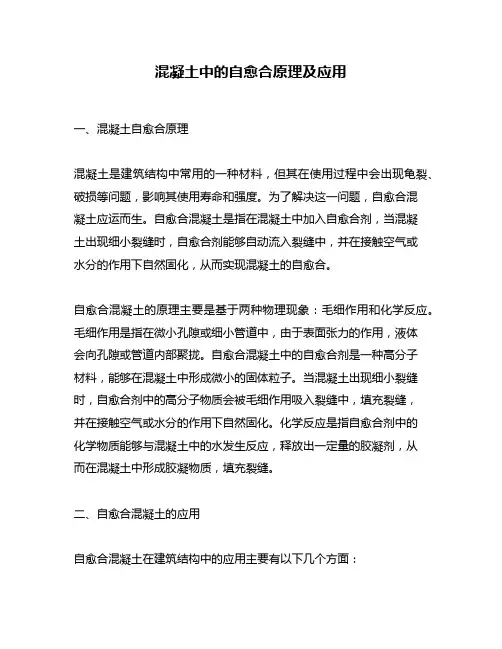 混凝土中的自愈合原理及应用