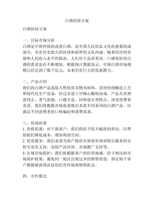 白酒招商方案