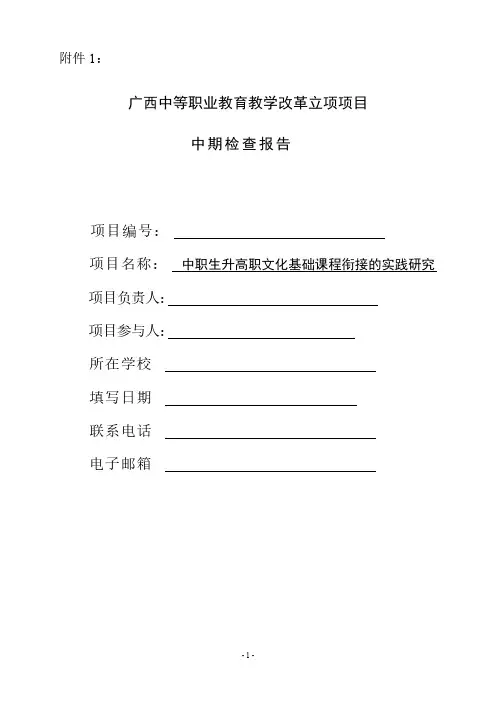 科研立项中期检查报告