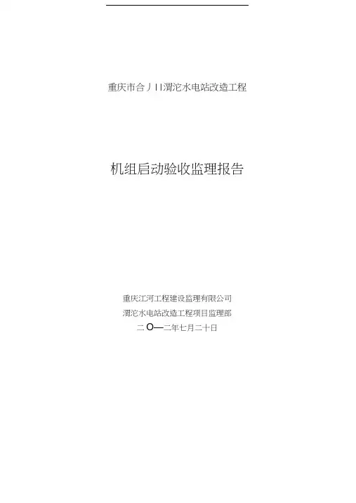 渭沱水电站改造工程机组启动验收监理报告