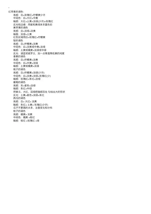 水粉画入门：水粉中水果该如何调色