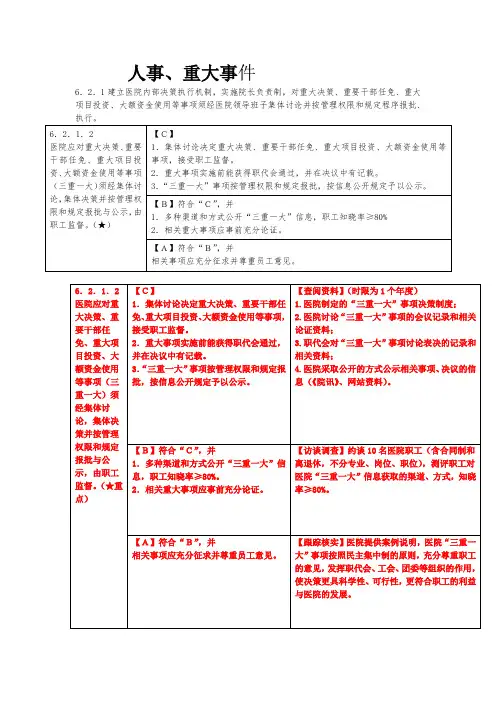 三甲复审：人事、重大事件(1项核心条款)