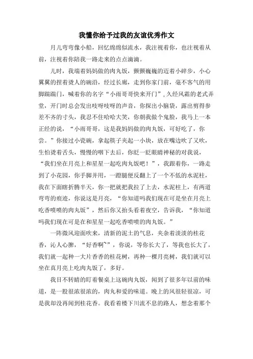我懂你给予过我的友谊优秀作文