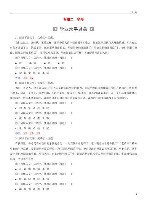 2019年高考语文学业水平测试一轮复习 专题二 字形