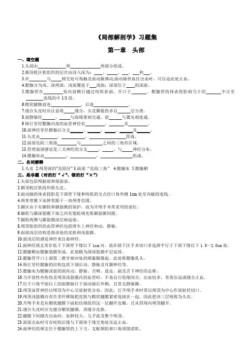 《局部解剖学》习题集