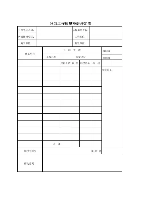 分部工程质量检验评定表