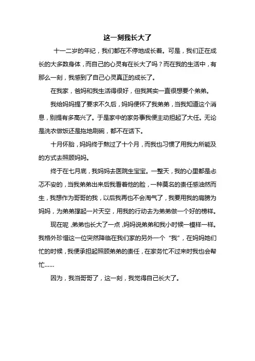 四年级作文：这一刻我长大了作文450字