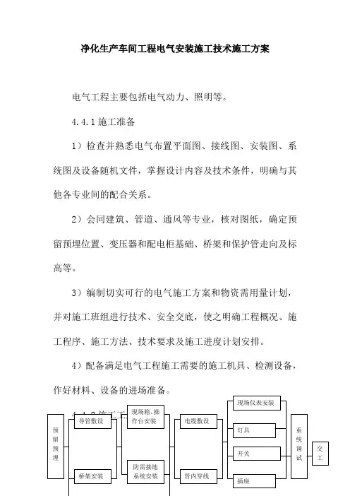 净化生产车间工程电气安装施工技术施工方案