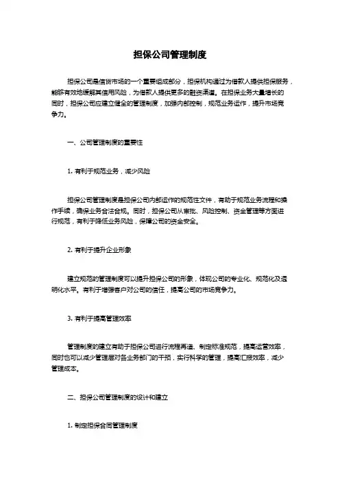 担保公司管理制度