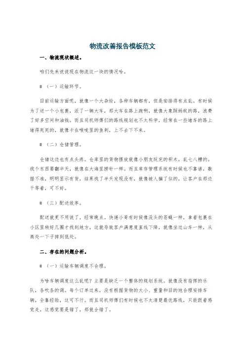 物流改善报告模板范文