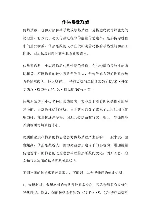 传热系数取值