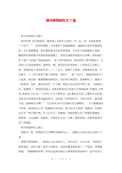 雨中即景的作文7篇