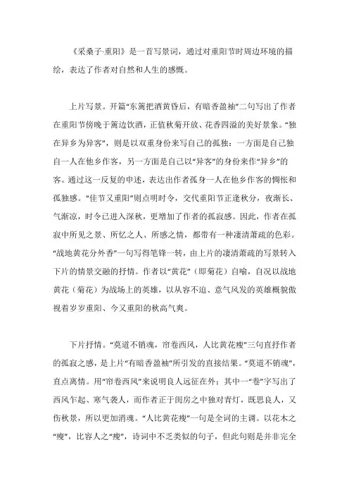 采桑子·重阳 赏析